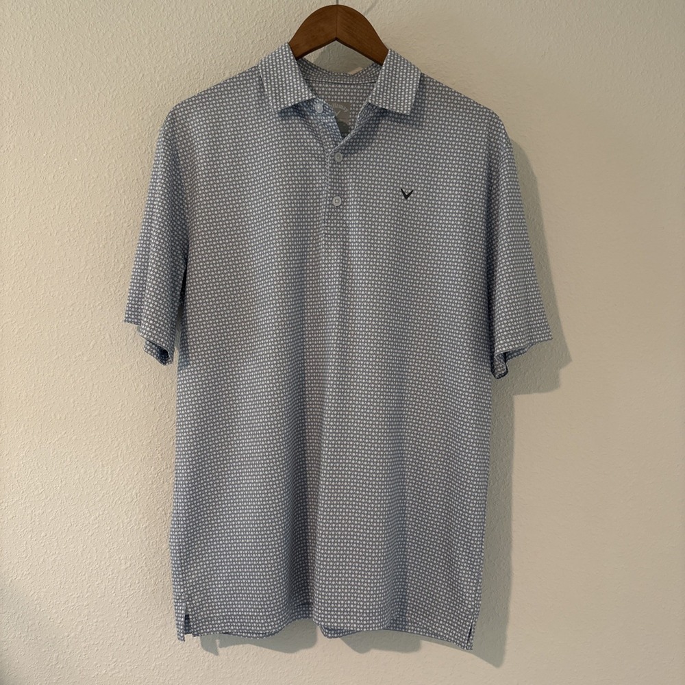 Callaway Polo Shirt Mens M Blue Gray Opti-Dri‎ Golf Performance Stretch